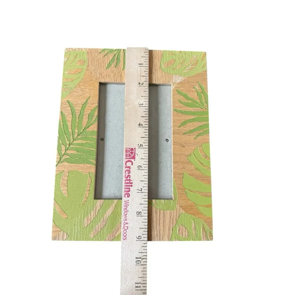 Wood Picture Frame 5x7 Green Tropical Leaf Palm Distressed Boho‎ Home Decor